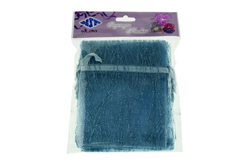 3" x 4" STRIPED SPARKLING GLITTERED Organza Favor Bags (12 Pcs)