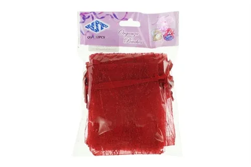 3" x 4" STRIPED SPARKLING GLITTERED Organza Favor Bags (12 Pcs)