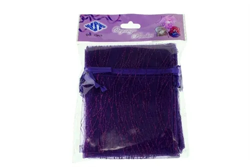 3" x 4" STRIPED SPARKLING GLITTERED Organza Favor Bags (12 Pcs)