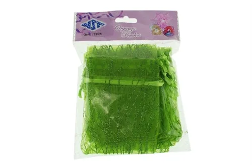 3" x 4" STRIPED SPARKLING GLITTERED Organza Favor Bags (12 Pcs)