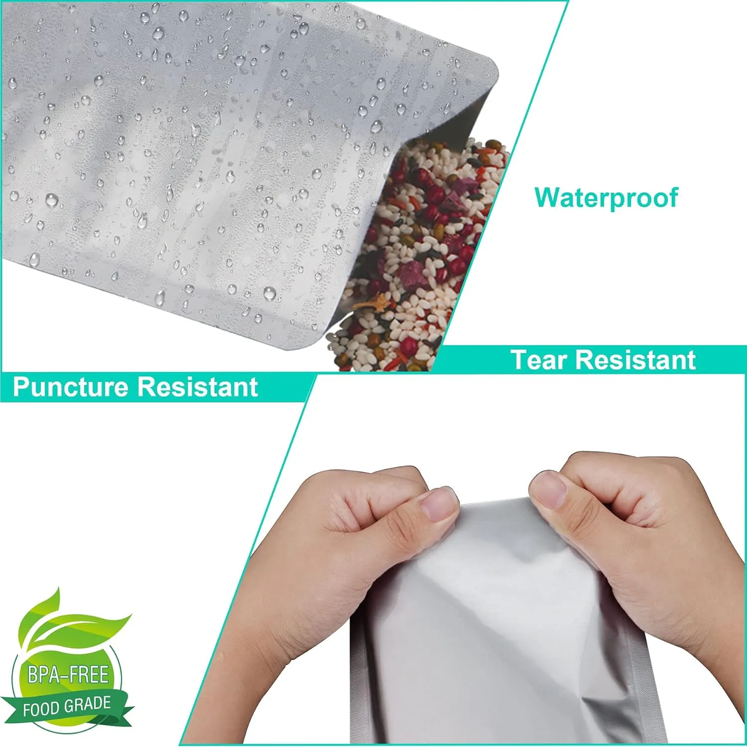 50 PCS 1 Gallon Mylar bags for food storage, Heat Sealable Bags Storage Bags for Food, Coffee Beans, tea, grains, etc.(9.8 x 13.7 Inch)