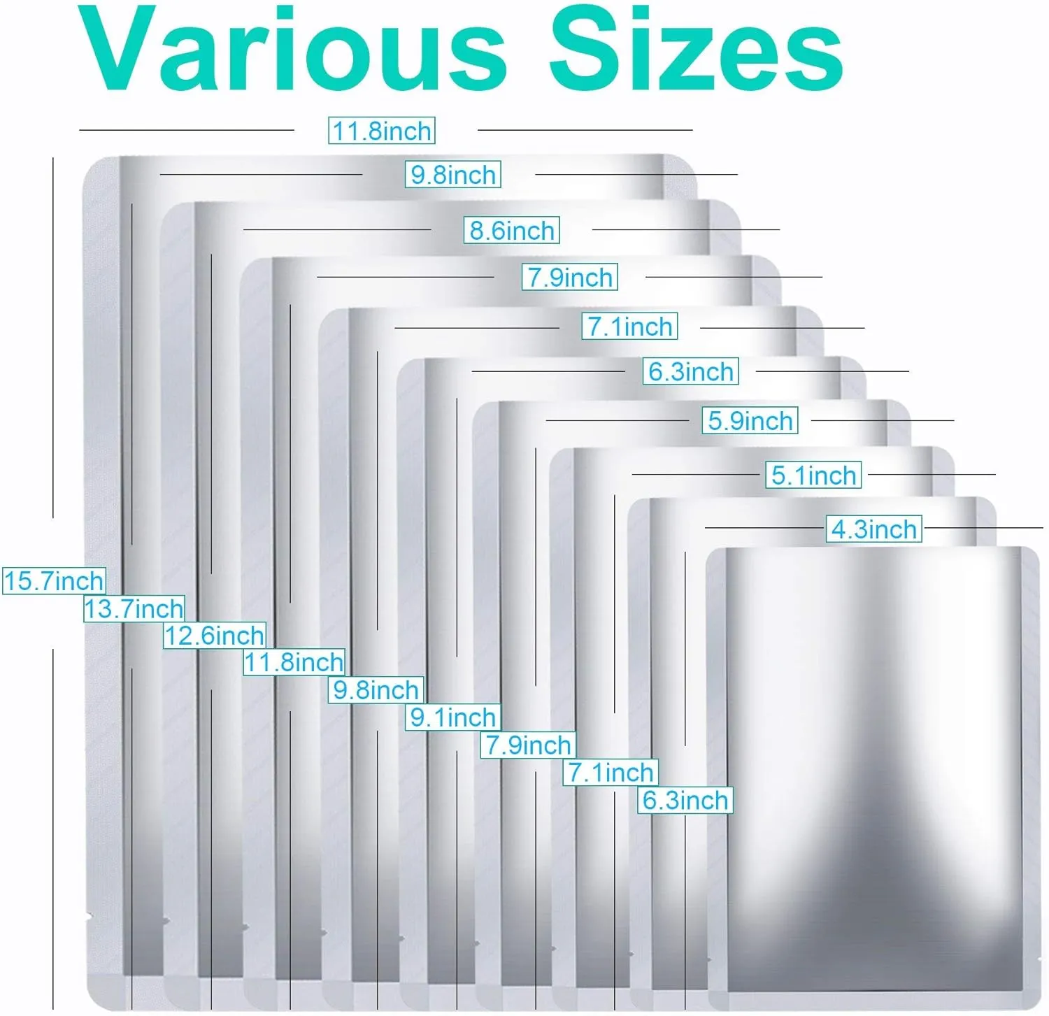 50 PCS 1 Gallon Mylar bags for food storage, Heat Sealable Bags Storage Bags for Food, Coffee Beans, tea, grains, etc.(9.8 x 13.7 Inch)