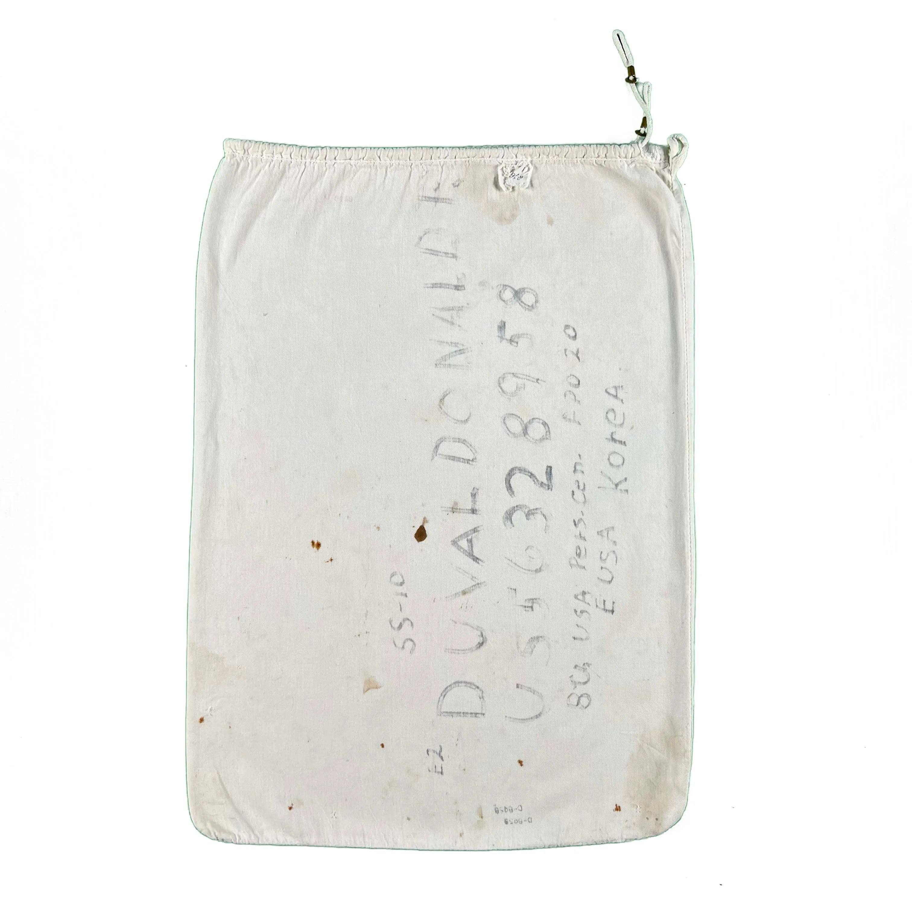50s Stenciled White Laundry Bag