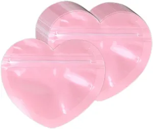 50xDurable Heart Shaped Jewelry Bag Self Sealing Jewelry Pouch Heart Shape Bag For Jewelry Zipper Lock Pouches Storage Self Sealing Jewelry Pouches Scratch Resistant Jewelry Bags Convenient Zipper