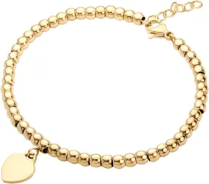 555Jewelry Womens Stainless Steel Love Heart Charm Beaded Delicate Bracelet Dangling