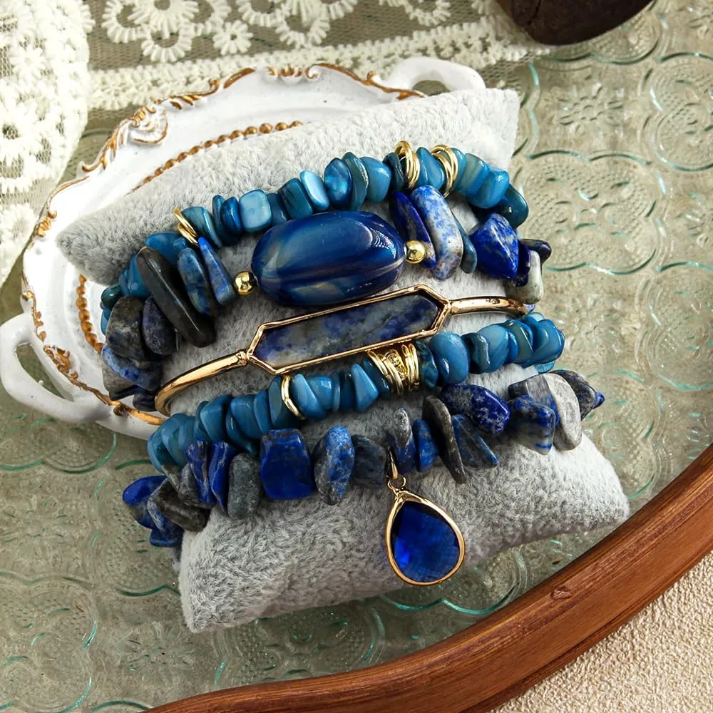 5PCS 6PCS Natural Boho Beaded Bracelets/Bangle for Women Men,Healing Turquoise Jasper Agate Crystal Gemstone Stone Chakra Multilayer Wrap Bohemian Handmade Jewelry Beads Stretch Bracelet Set