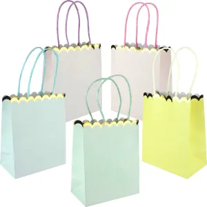 5PK Pastel & Gold Scalloped Paper Gift Bags