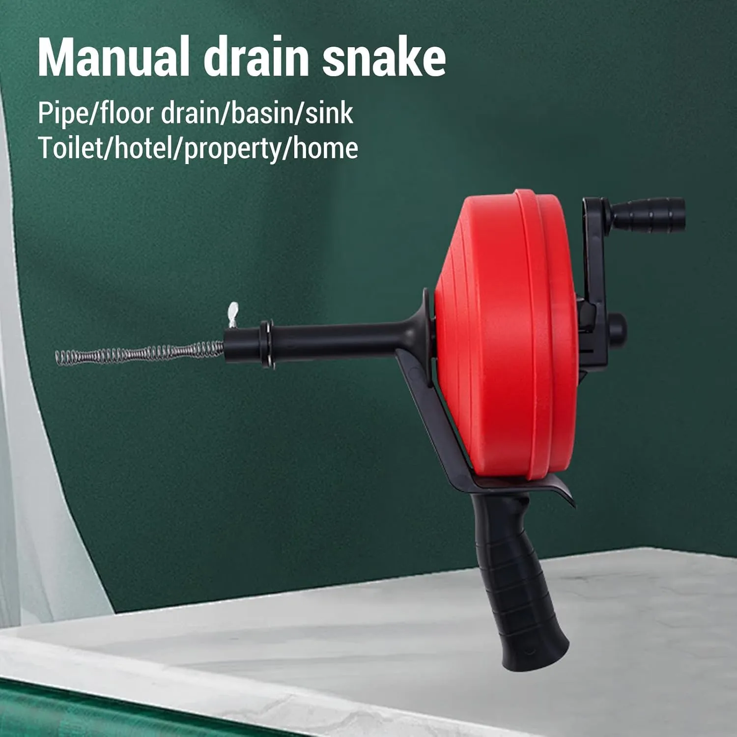 65Mn Steel Pipe Drain Auger Clog Remover, High Flexibility & Extreme Durability, With Drill & Manual Modes, Suitable for Pipes 1/2 inch to 3 inches (7.5m Spring)