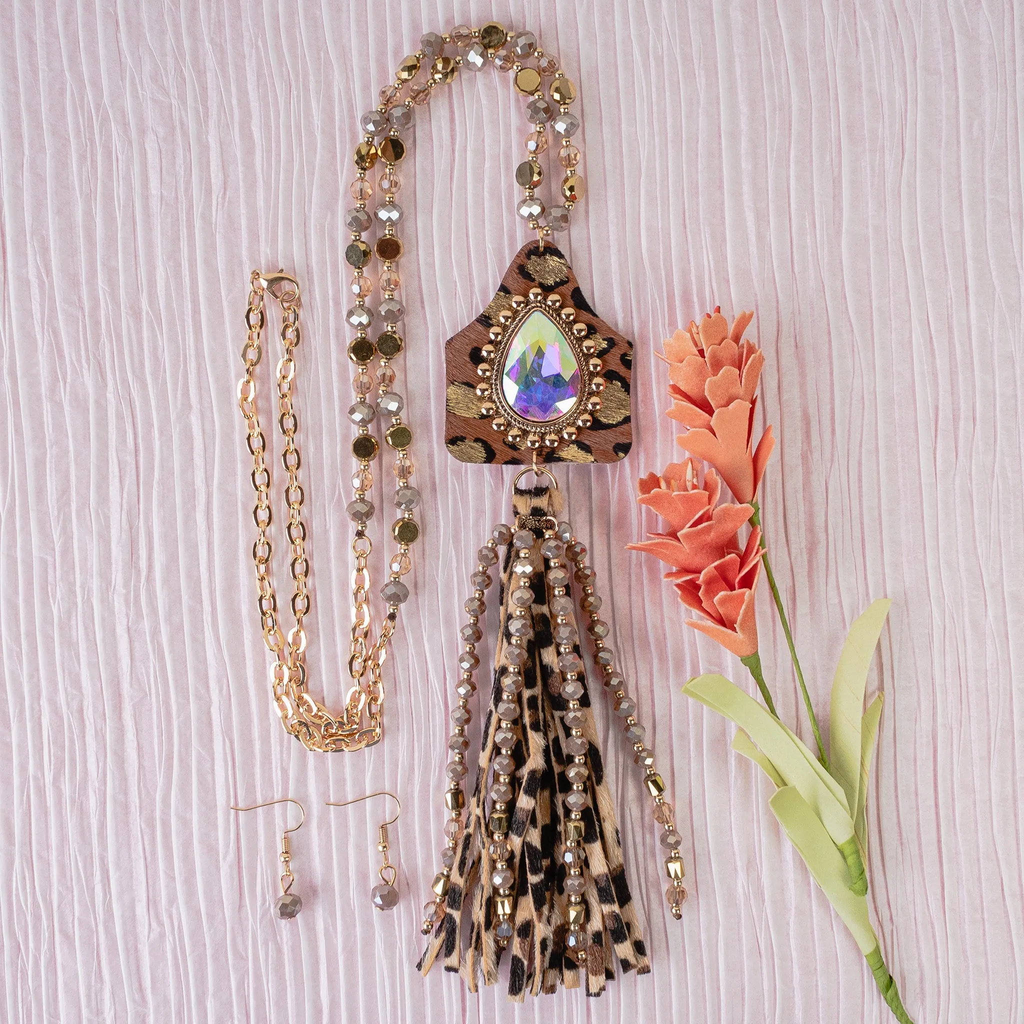 72896 - Animal Print Necklace - Brown
