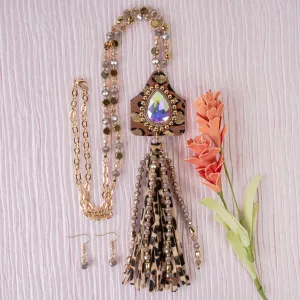 72896 - Animal Print Necklace - Brown