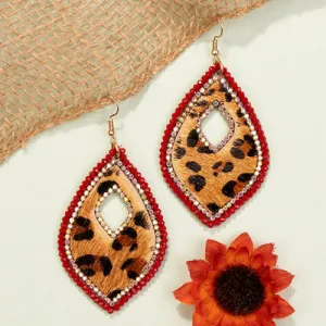 93006 - Animal Hide Earrings - Red Leopard