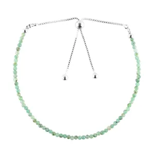 A  Natural Emerald Gemstone Bolo Bracelet, Micro-Faceted Beads, Energy Stone, Healing Crystals, Silver Plated, Adjustable Slider, May Birthday, Gemstones Jewelry, Gift for Women, 10inches