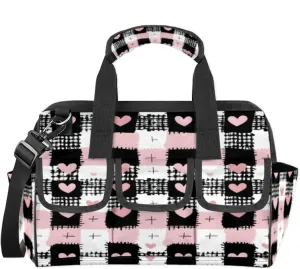 Abstract lattice heart shape Tool Bag – Heavy-Duty Multi-Pocket 14  Pockets (6 Inner   6 Outer   2 Side), Removable Shoulder Strap, for Construction, Gardening, Camping, Travel