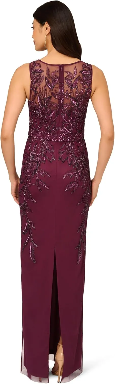Adrianna Papell Women's Beaded Column Long Dress