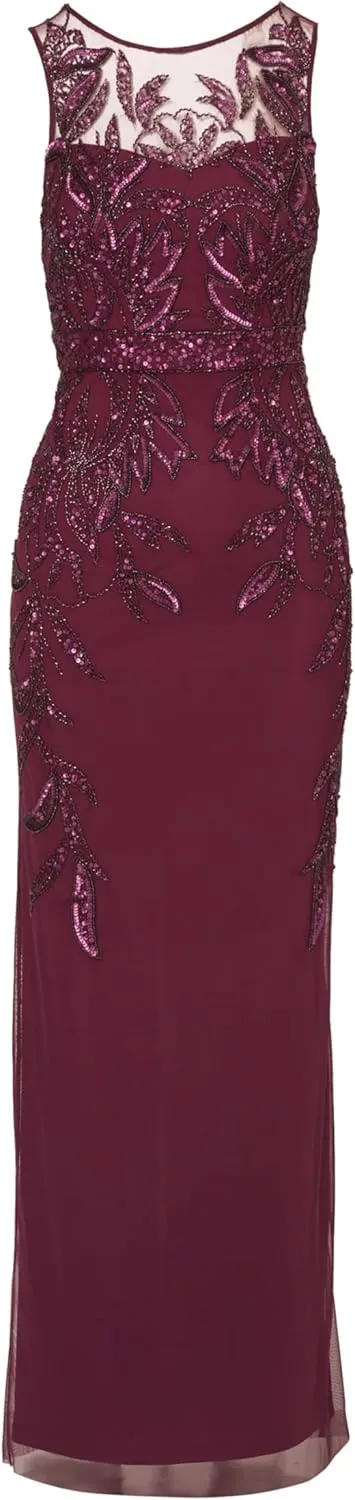 Adrianna Papell Women's Beaded Column Long Dress