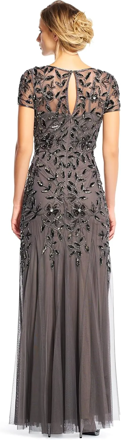 Adrianna Papell Women's Beaded Gown with Godets