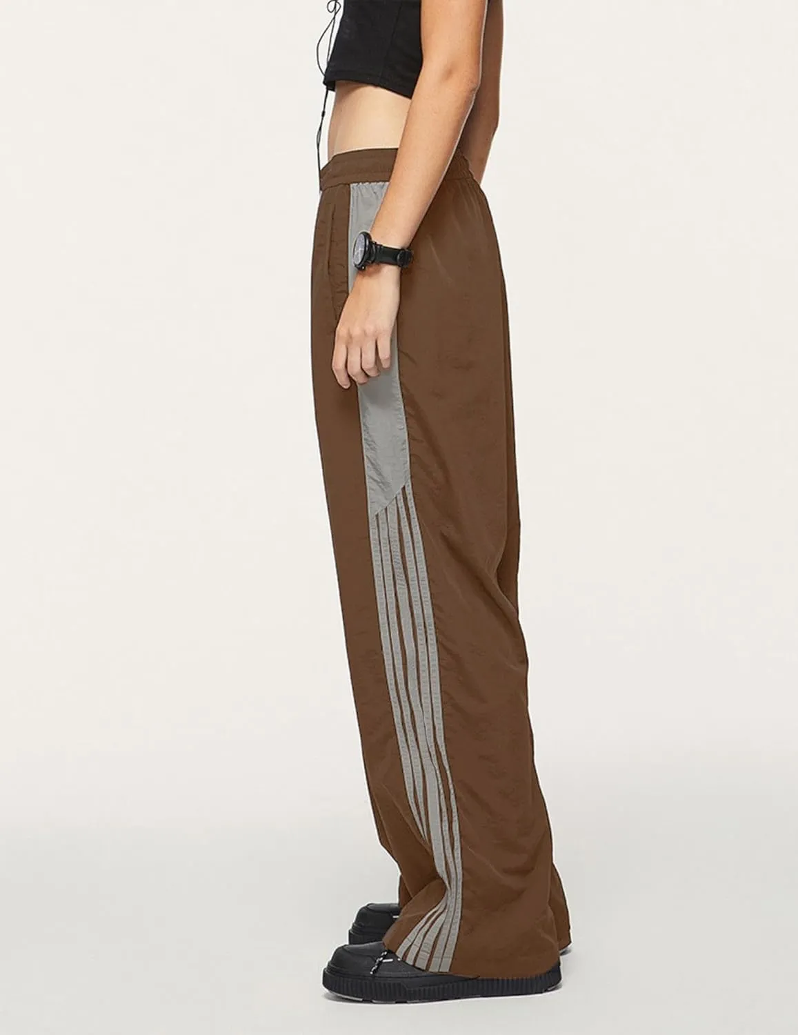Aelfric Eden Striped Track Pants Men Parachute Pants Women Baggy Sweatpants Y2k Wide Leg Cargo Pants with Drawstring