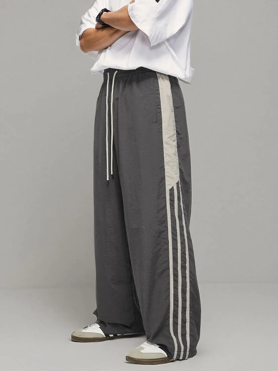 Aelfric Eden Striped Track Pants Men Parachute Pants Women Baggy Sweatpants Y2k Wide Leg Cargo Pants with Drawstring