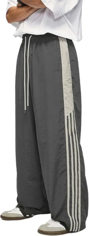 Aelfric Eden Striped Track Pants Men Parachute Pants Women Baggy Sweatpants Y2k Wide Leg Cargo Pants with Drawstring