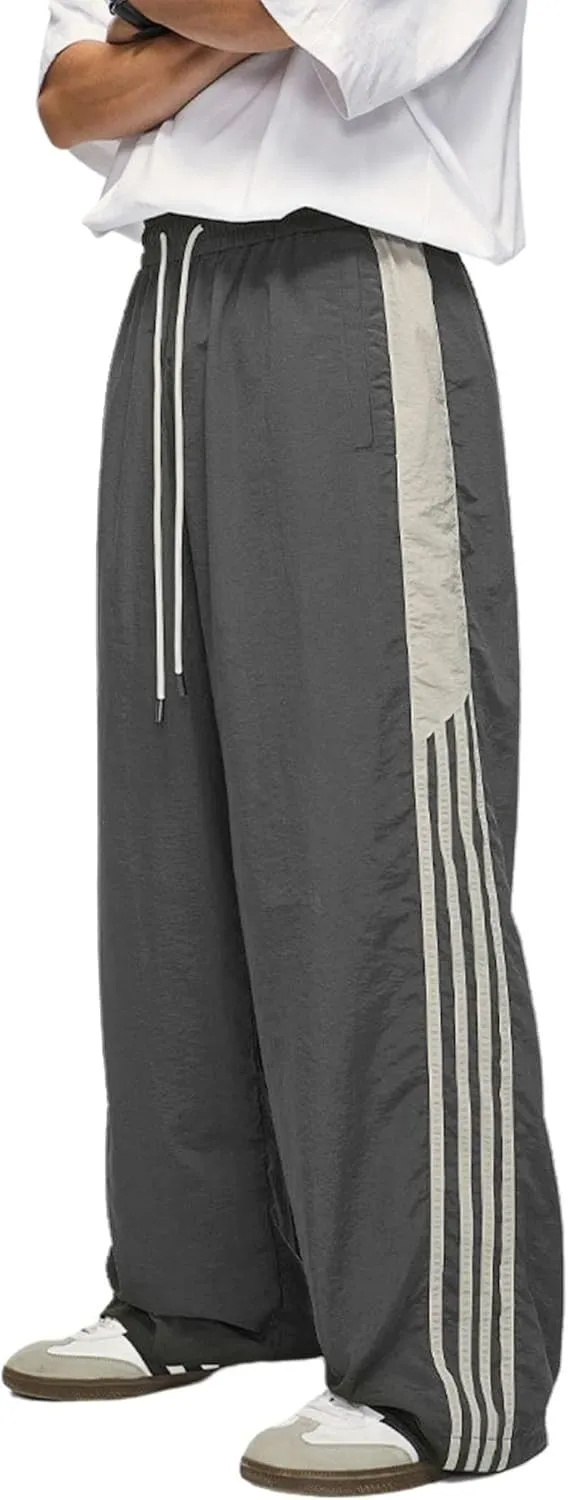 Aelfric Eden Striped Track Pants Men Parachute Pants Women Baggy Sweatpants Y2k Wide Leg Cargo Pants with Drawstring