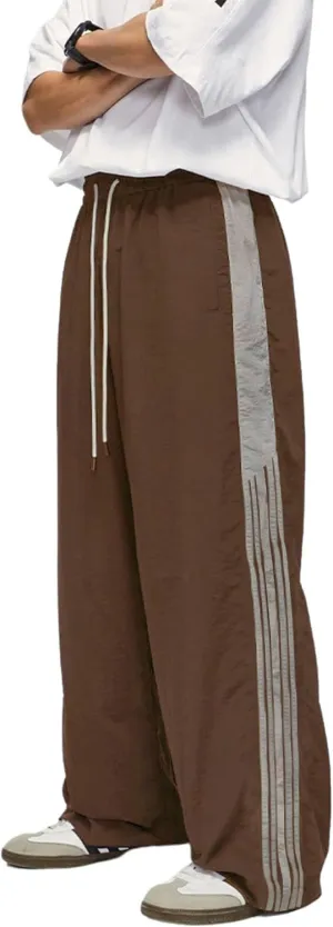 Aelfric Eden Striped Track Pants Men Parachute Pants Women Baggy Sweatpants Y2k Wide Leg Cargo Pants with Drawstring