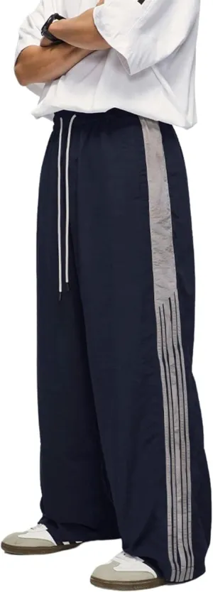 Aelfric Eden Striped Track Pants Men Parachute Pants Women Baggy Sweatpants Y2k Wide Leg Cargo Pants with Drawstring