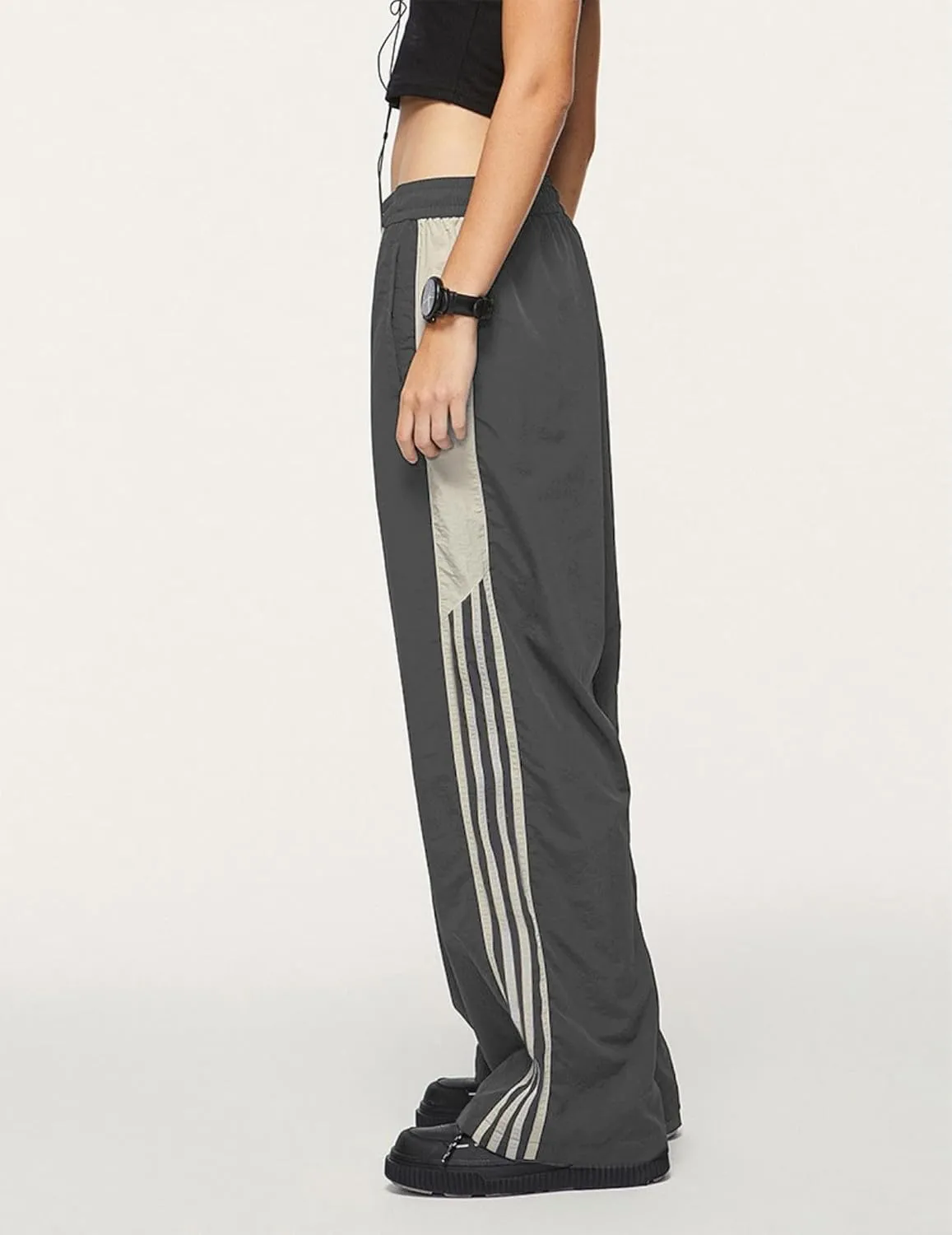 Aelfric Eden Striped Track Pants Men Parachute Pants Women Baggy Sweatpants Y2k Wide Leg Cargo Pants with Drawstring