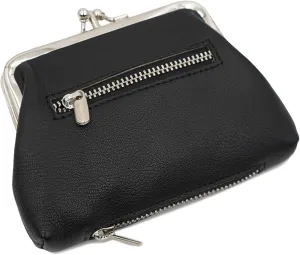 ag wallets Genuine Leather Womens Small Purse (Black)
