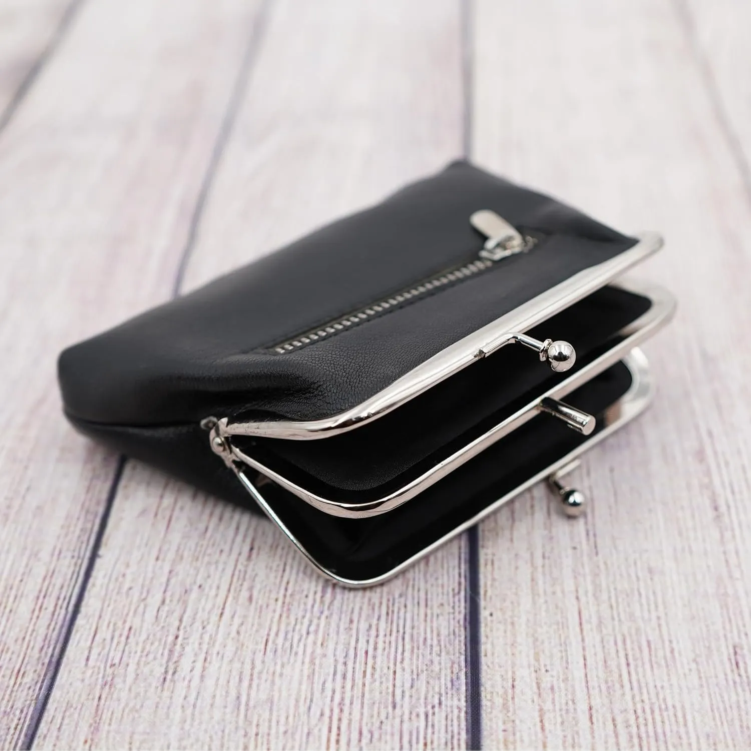 ag wallets Genuine Leather Womens Small Purse (Black)