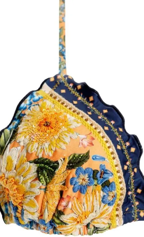 AGUA BENDITA Lolita Jardim Bikini Top, Beaded Details, Embroidered Triangle Top