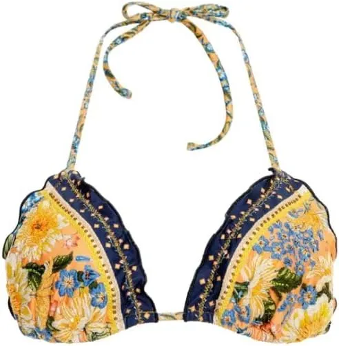 AGUA BENDITA Lolita Jardim Bikini Top, Beaded Details, Embroidered Triangle Top