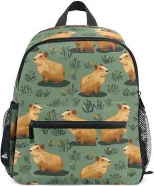 ALAZA Capybara Green Leaves Toddler Backpack Kid's School Bag Preschool Kindergarten Elementary School for Boys Girls