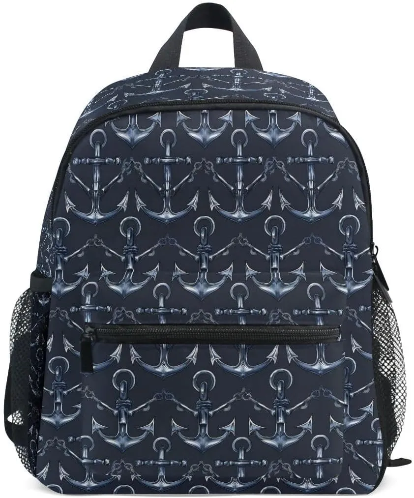 ALAZA Colorful Anchor Dark Blue Toddler Backpack Kid's School Bag Preschool Kindergarten Elementary School for Boys Girls