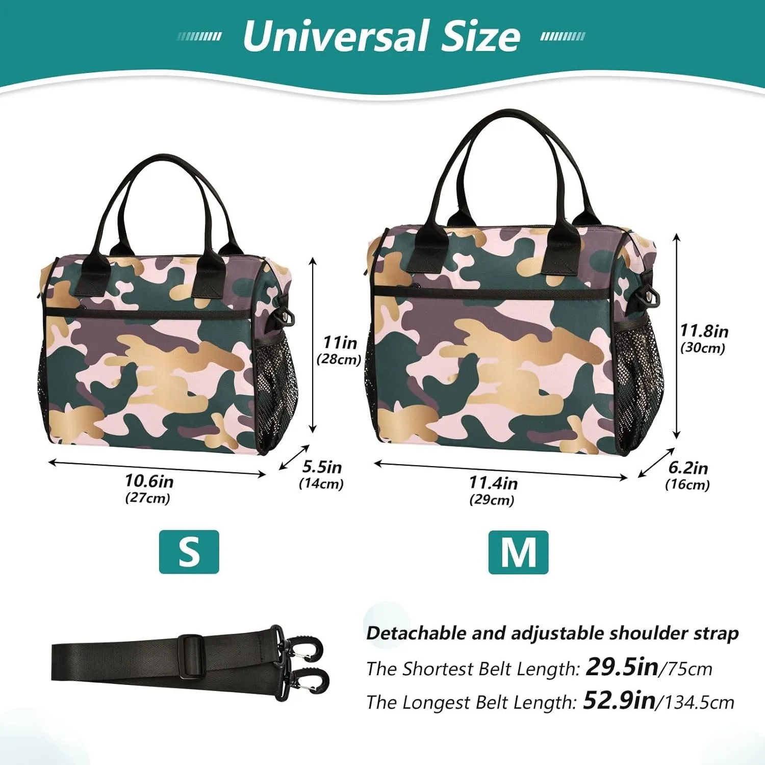ALAZA Militaristic Warfare Camouflage Seamless Pattern Lunch Bags for Women Men, Reusable Insulated Lunch Box for Work Picnic, RT0R2595