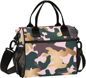 ALAZA Militaristic Warfare Camouflage Seamless Pattern Lunch Bags for Women Men, Reusable Insulated Lunch Box for Work Picnic, RT0R2595