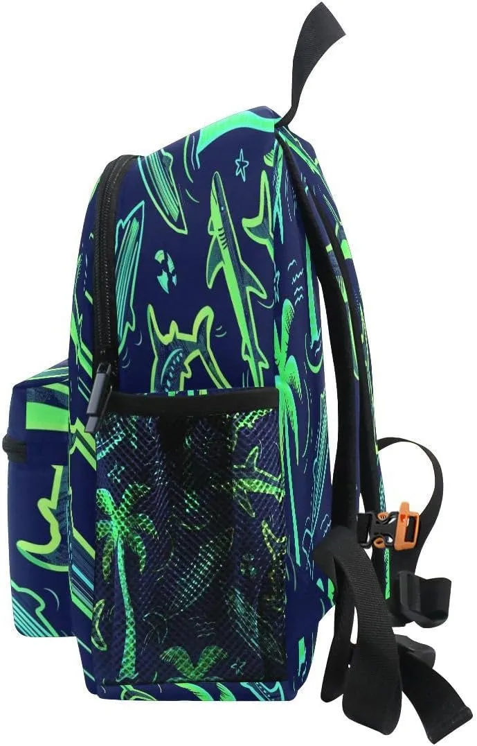 ALAZA Palm Tree Shark Toddler Backpack Kid's School Bag Preschool Kindergarten Elementary School for Boys Girls