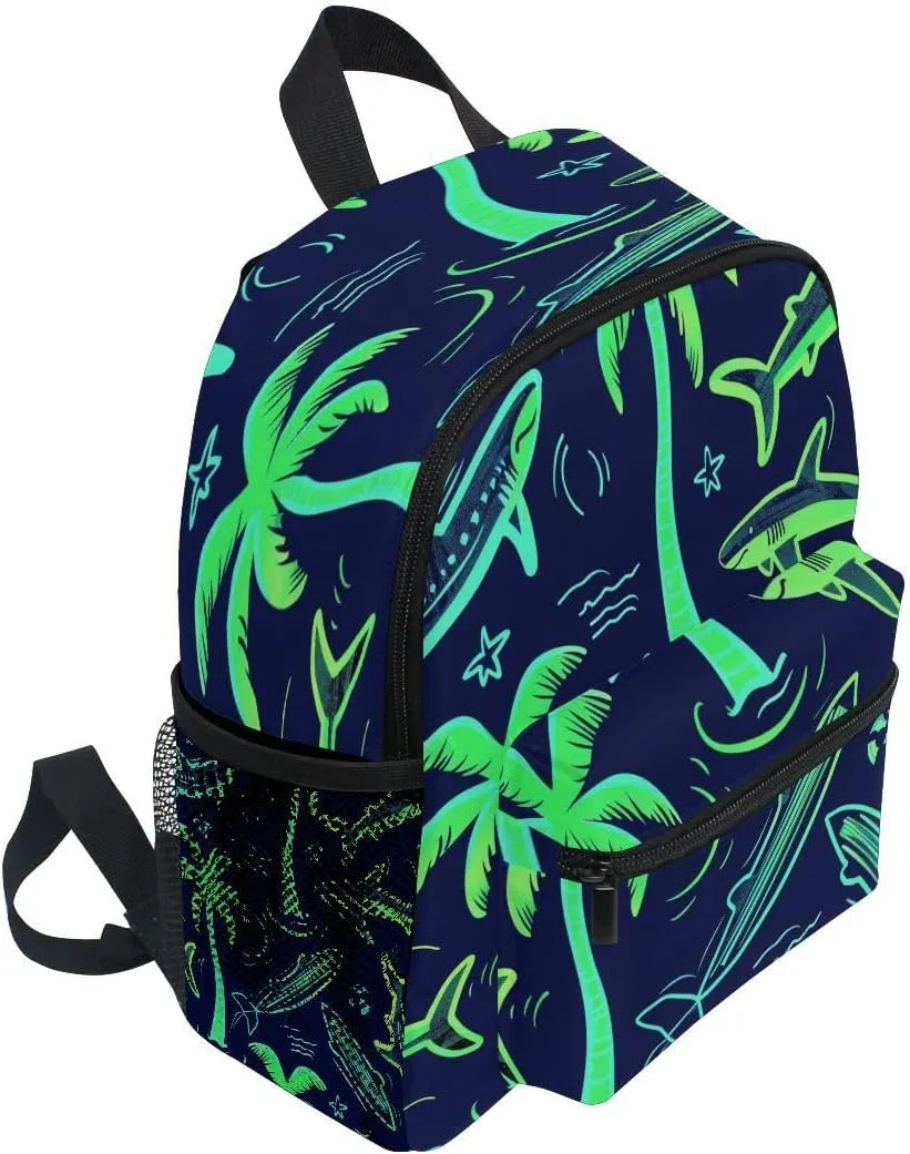 ALAZA Palm Tree Shark Toddler Backpack Kid's School Bag Preschool Kindergarten Elementary School for Boys Girls