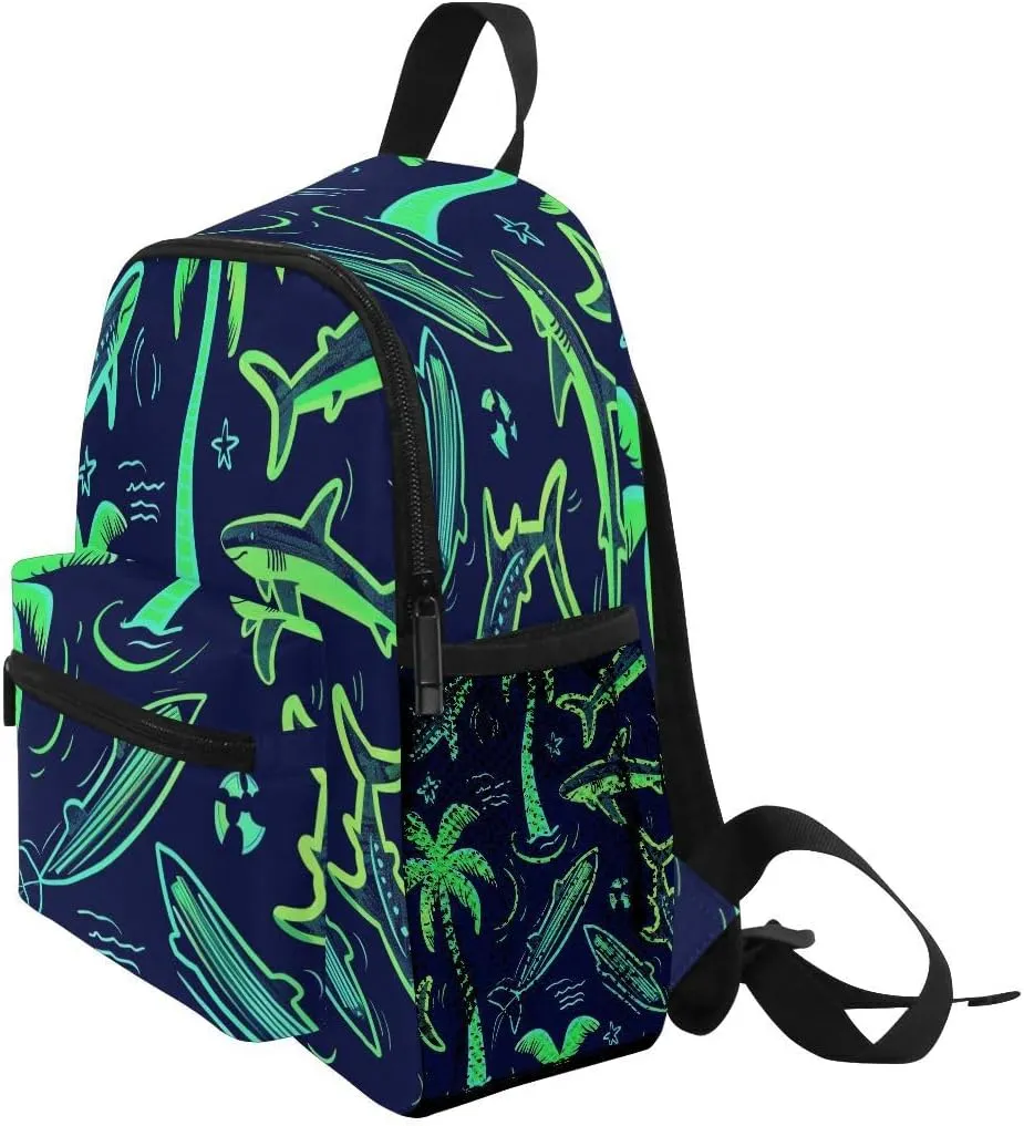 ALAZA Palm Tree Shark Toddler Backpack Kid's School Bag Preschool Kindergarten Elementary School for Boys Girls