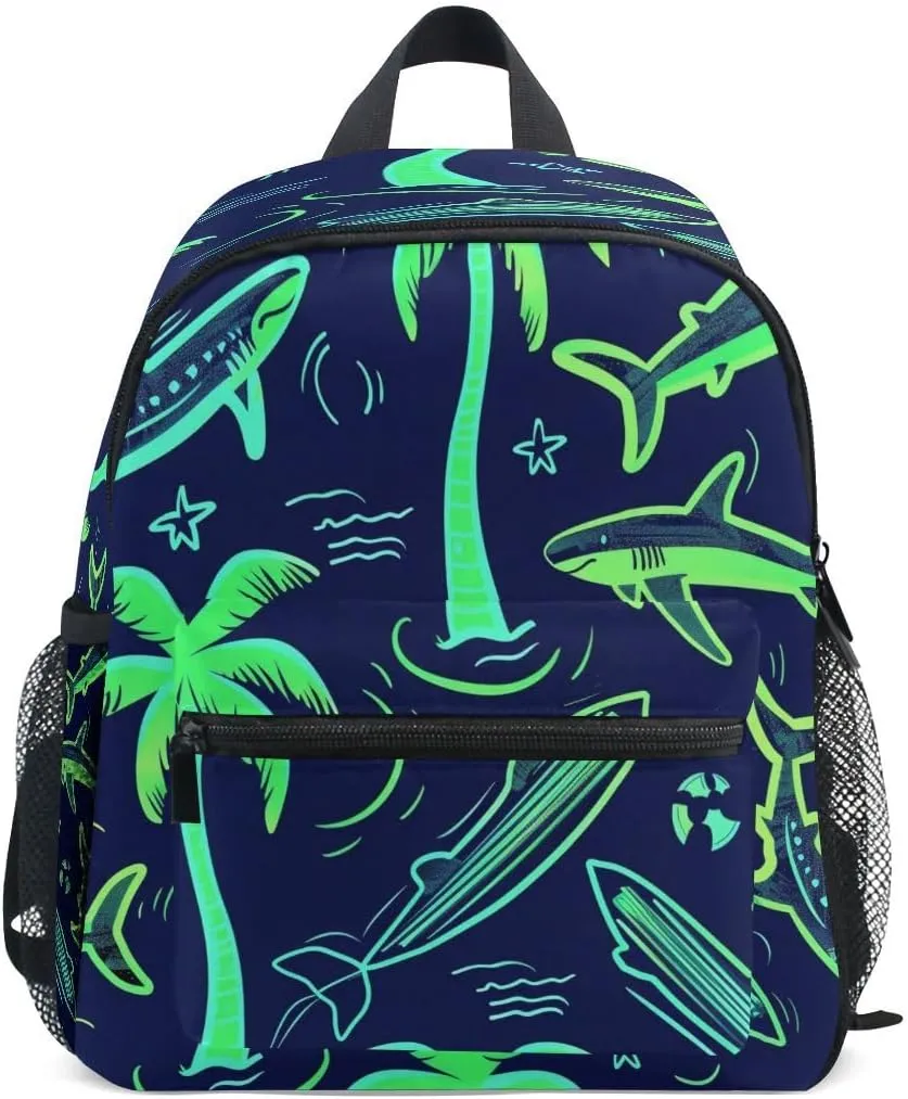 ALAZA Palm Tree Shark Toddler Backpack Kid's School Bag Preschool Kindergarten Elementary School for Boys Girls