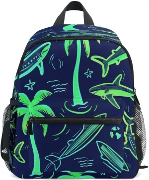 ALAZA Palm Tree Shark Toddler Backpack Kid's School Bag Preschool Kindergarten Elementary School for Boys Girls