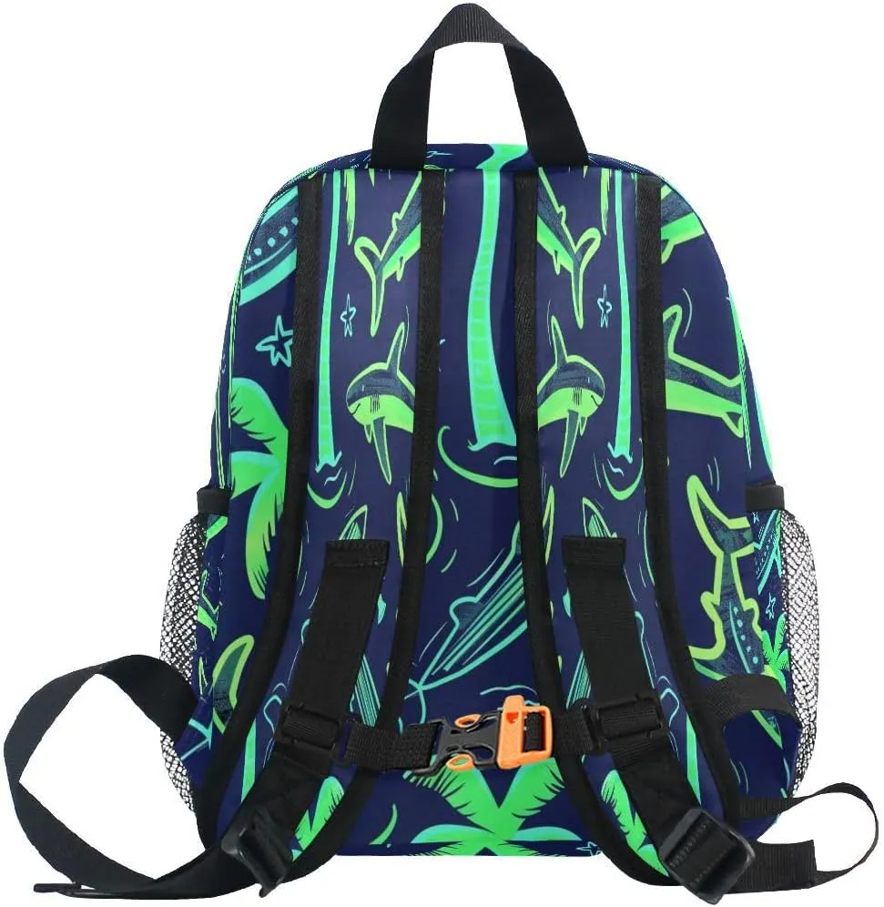 ALAZA Palm Tree Shark Toddler Backpack Kid's School Bag Preschool Kindergarten Elementary School for Boys Girls