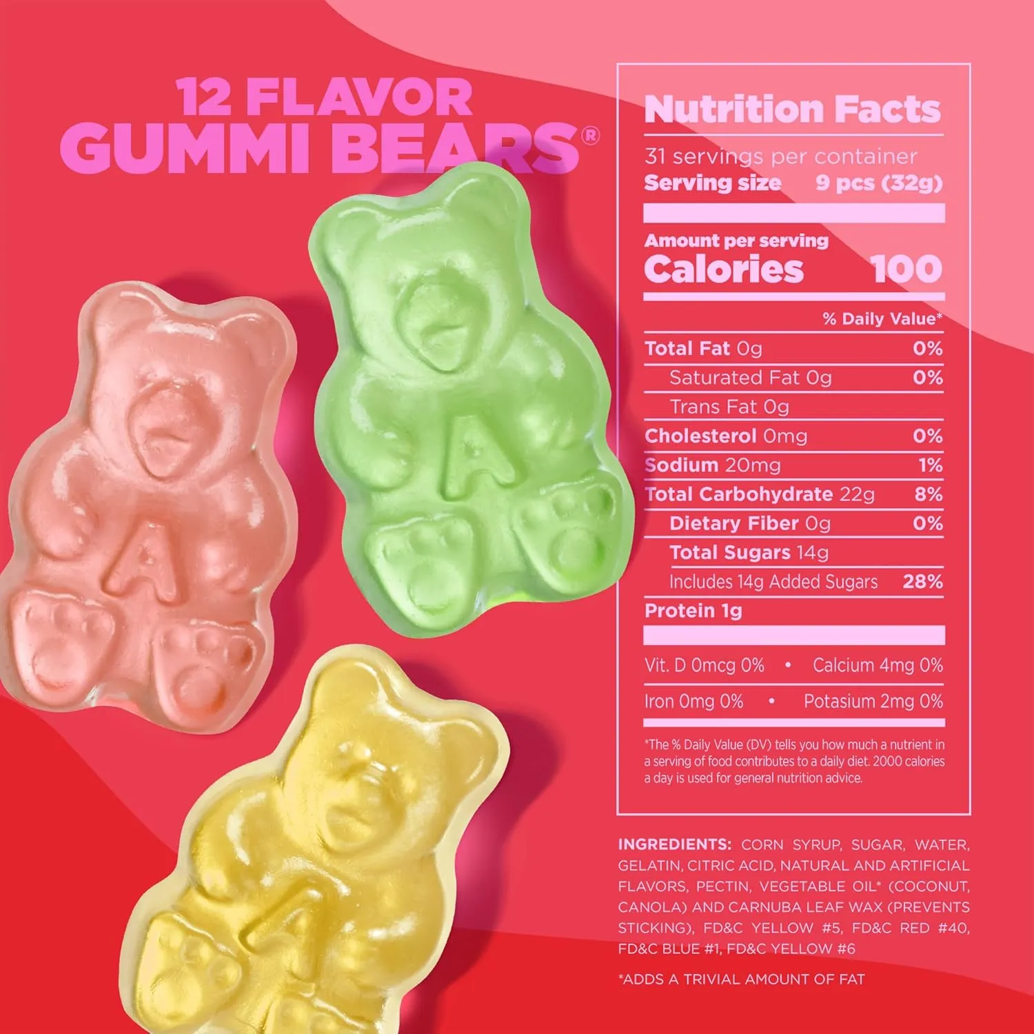 Albanese World's Best Family Share Pack, 12 Flavor Gummi Bears, 36 Oz Bags of Candy (Pack of 2), Soft & Chewy Candy Snacks