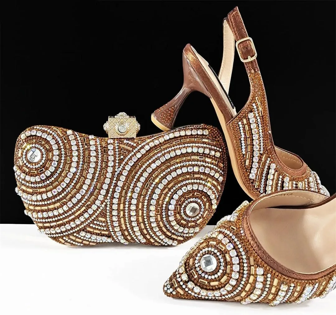All-Match Stiletto Heel Square Toe Party Office Women Sandals Crossbody Bag Set