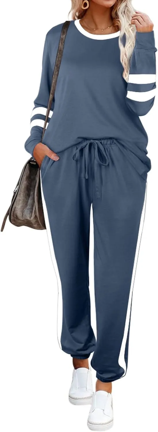 Aloodor Sweatsuit for Women 2 Piece Outfits for Womens Crewneck Sweatshirts Pullover