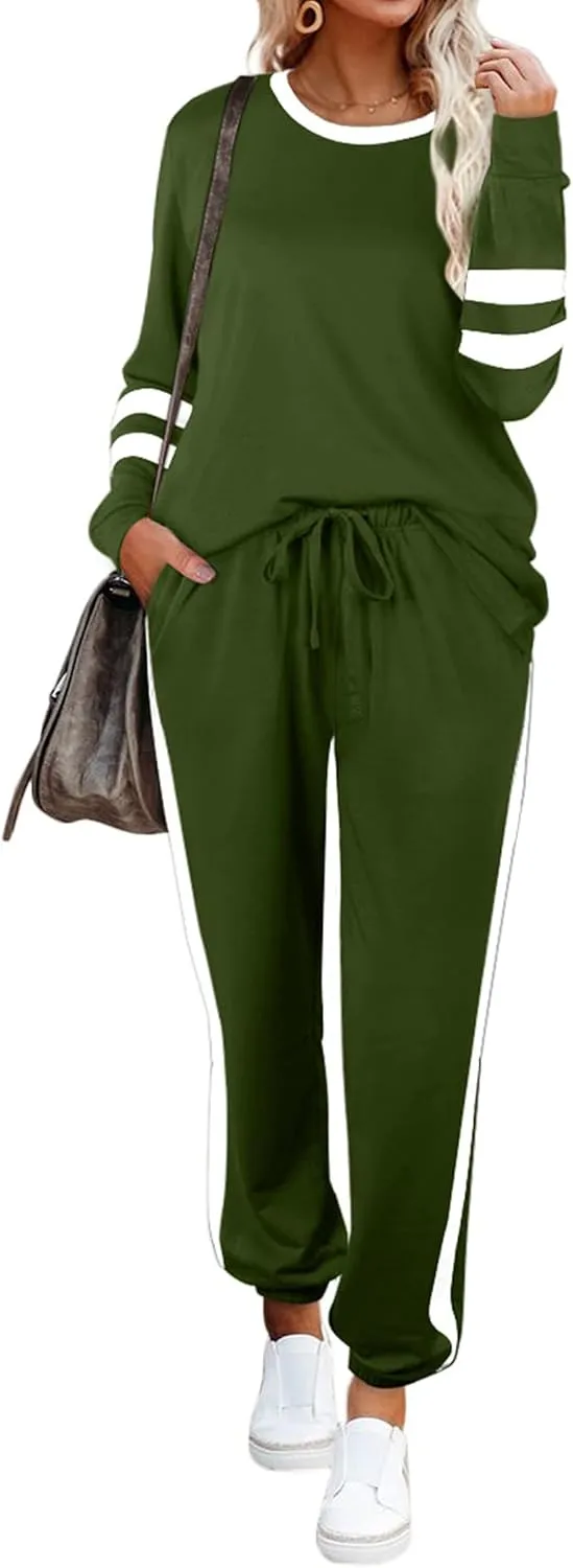 Aloodor Sweatsuit for Women 2 Piece Outfits for Womens Crewneck Sweatshirts Pullover