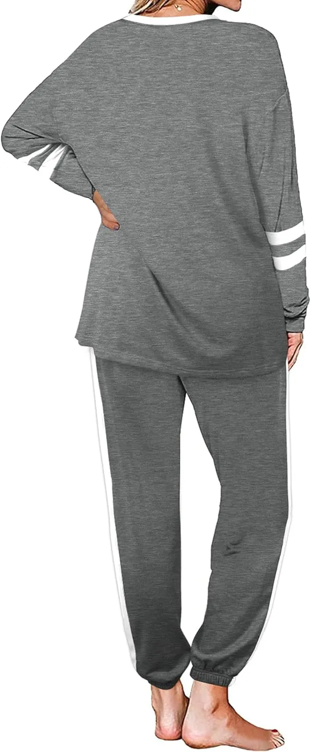 Aloodor Sweatsuit for Women 2 Piece Outfits for Womens Crewneck Sweatshirts Pullover