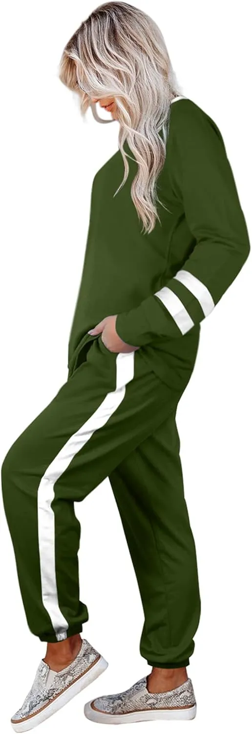 Aloodor Sweatsuit for Women 2 Piece Outfits for Womens Crewneck Sweatshirts Pullover