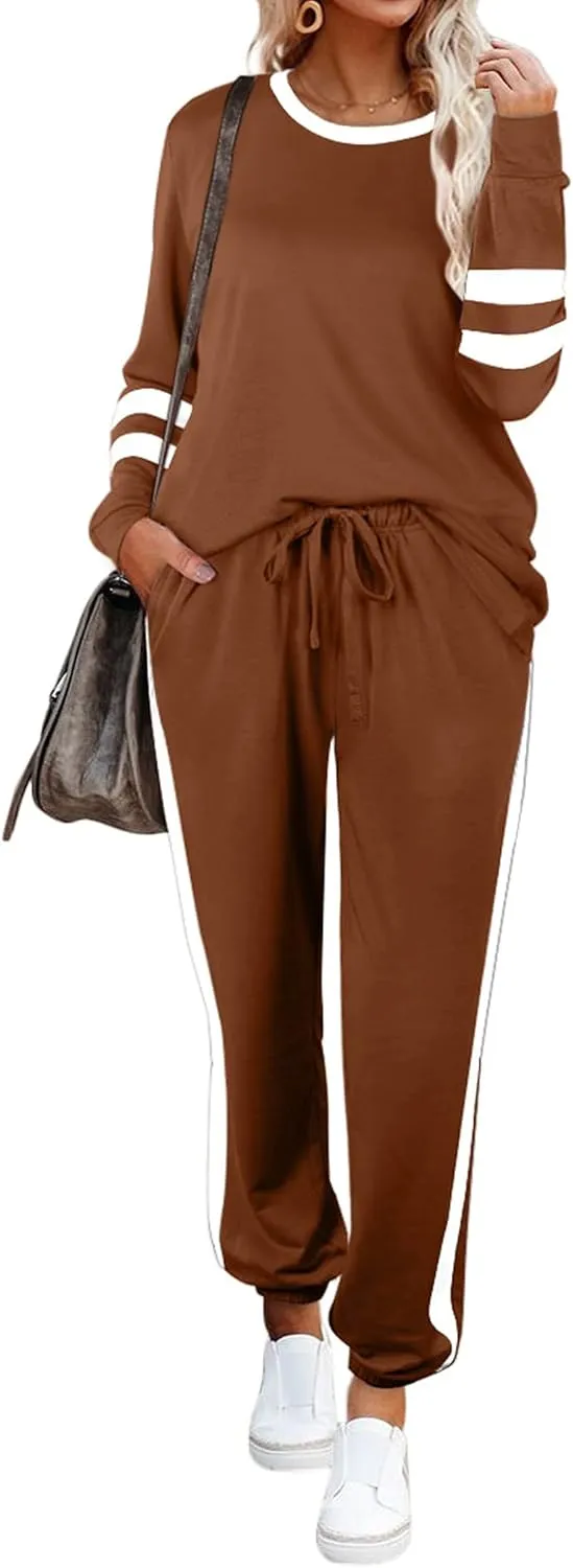 Aloodor Sweatsuit for Women 2 Piece Outfits for Womens Crewneck Sweatshirts Pullover