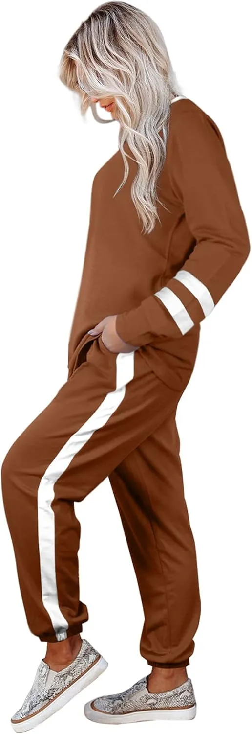 Aloodor Sweatsuit for Women 2 Piece Outfits for Womens Crewneck Sweatshirts Pullover