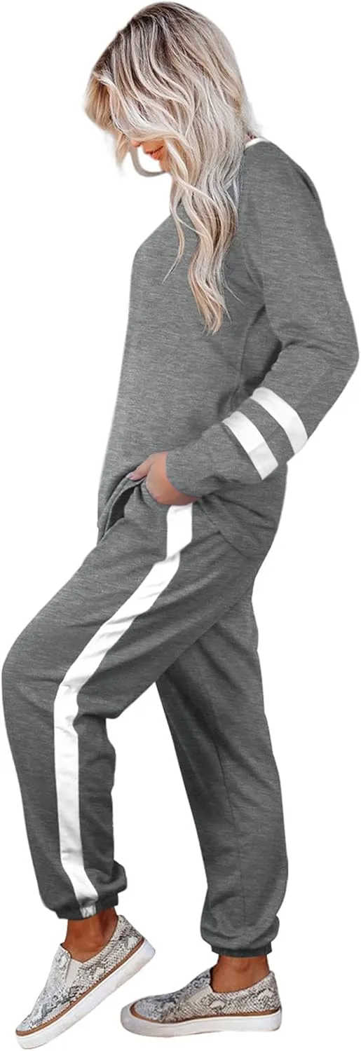 Aloodor Sweatsuit for Women 2 Piece Outfits for Womens Crewneck Sweatshirts Pullover